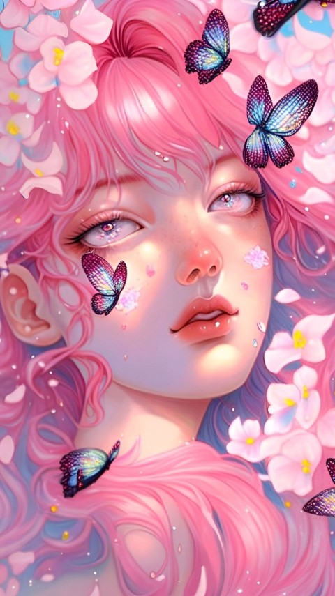 Wallpaper Cute Pink Girl 4K for Phone