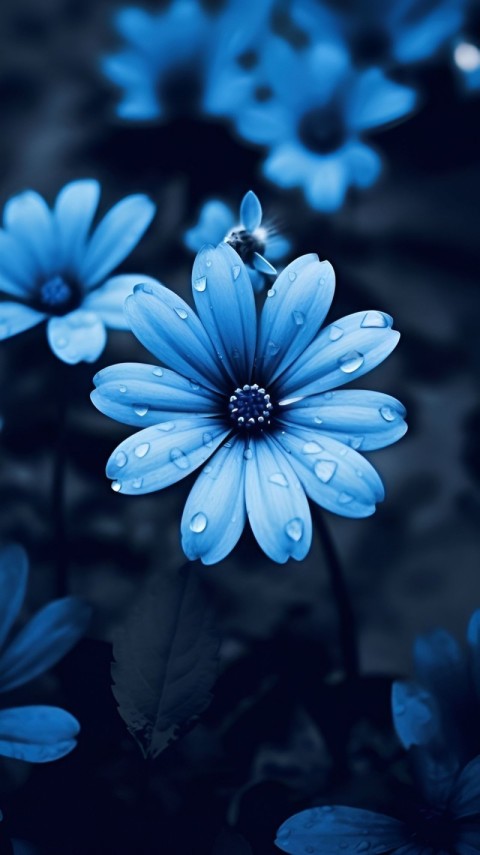 Wallpaper Blue Flowers 4K for iPhone