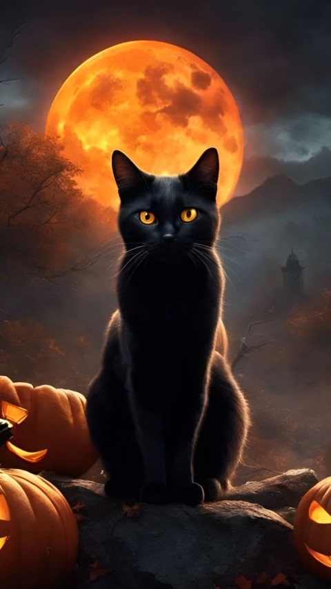 Wallpaper Cat Black 4K for Phone