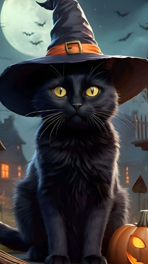 Wallpaper Cat Black 4K for iPhone
