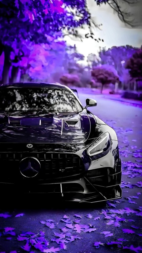 Wallpaper Black and Purple 4K for iPhone