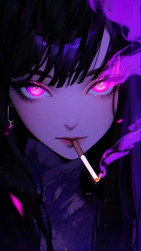 Wallpaper Black and Purple Girl for Phone 4K