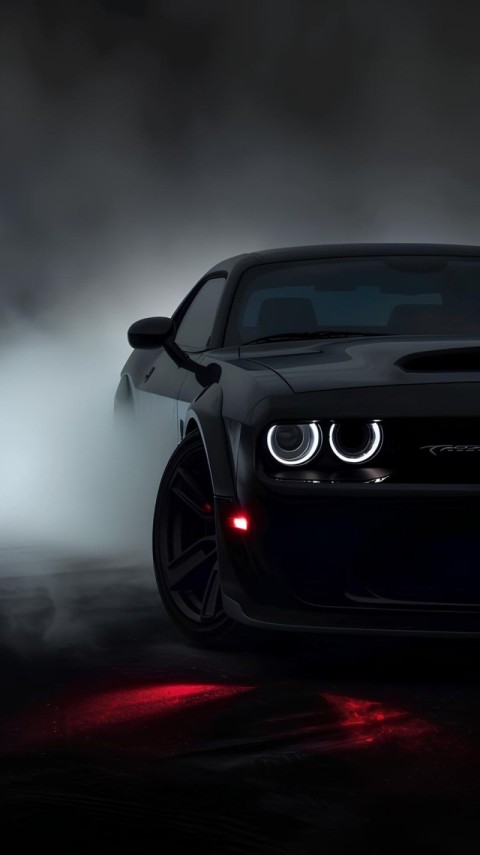 Wallpaper Black Car Dodge 4K for iPhone