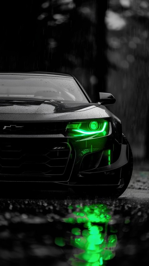 Wallpaper Black Car Camaro 4K for Phone