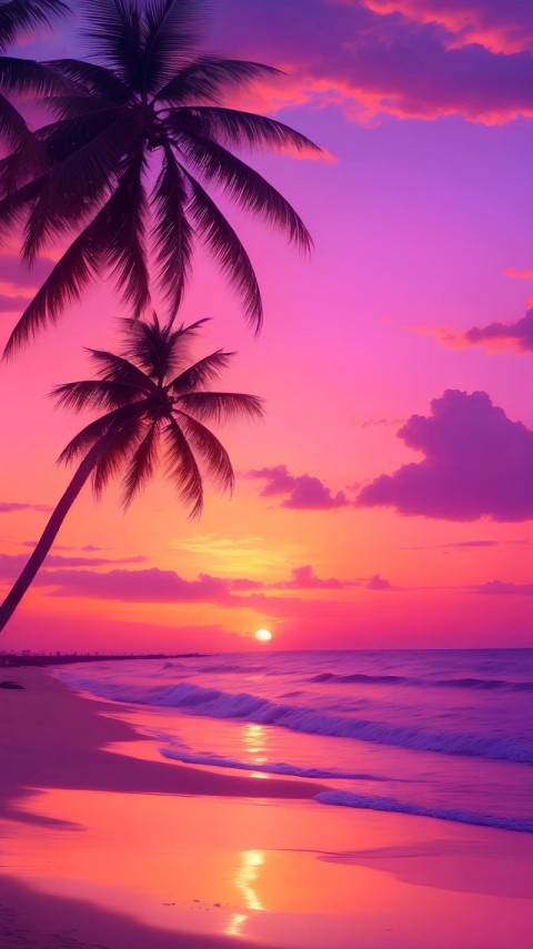 Wallpaper Sunset Beach 4K for Phones