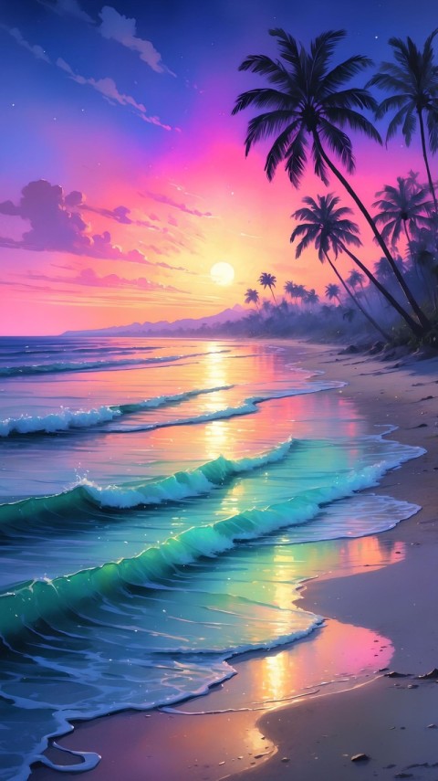 Wallpaper Sunset Beach for Phone 4K