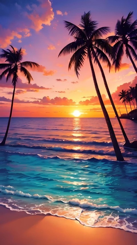Wallpaper Sunset Beach 4K for Phone