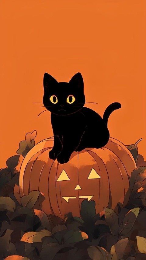 Wallpaper Halloween Cute Cat 4K for Phone