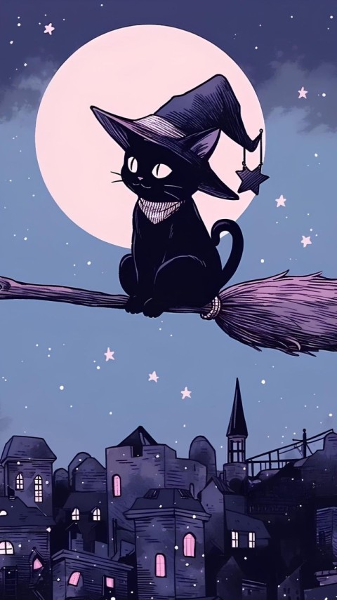 Wallpaper Halloween Cute Cat for Phone 4K
