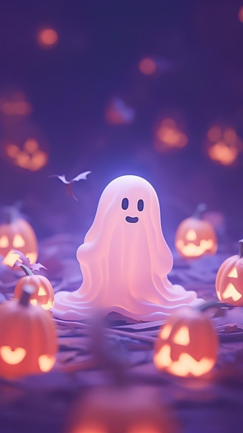 Wallpaper Halloween Cute Ghost 4K for Phones