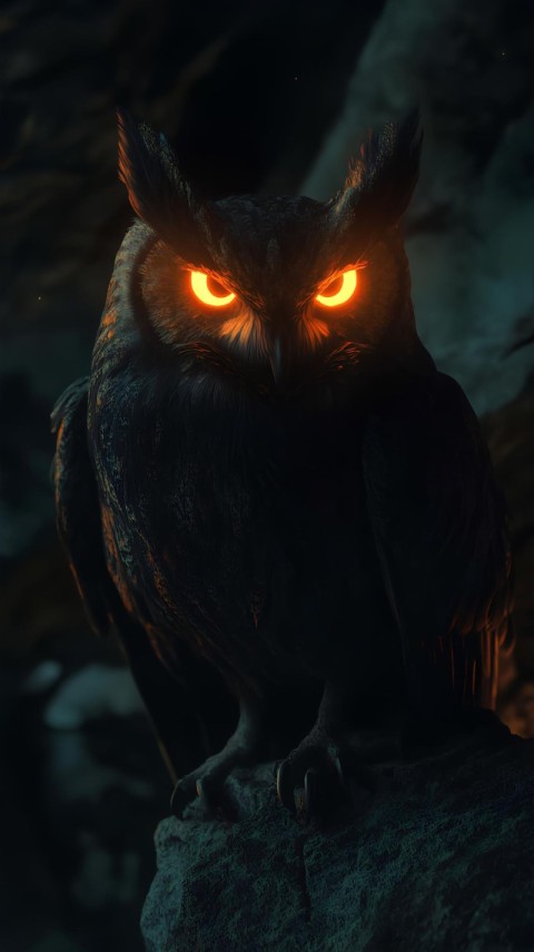 4K Wallpaper Black Owl for iPhone