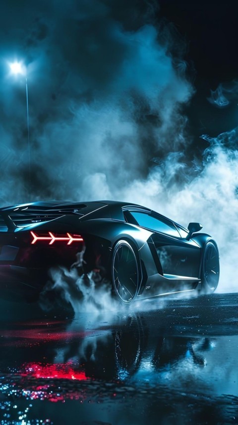 Blue Wallpaper Black Car for Phone 4K
