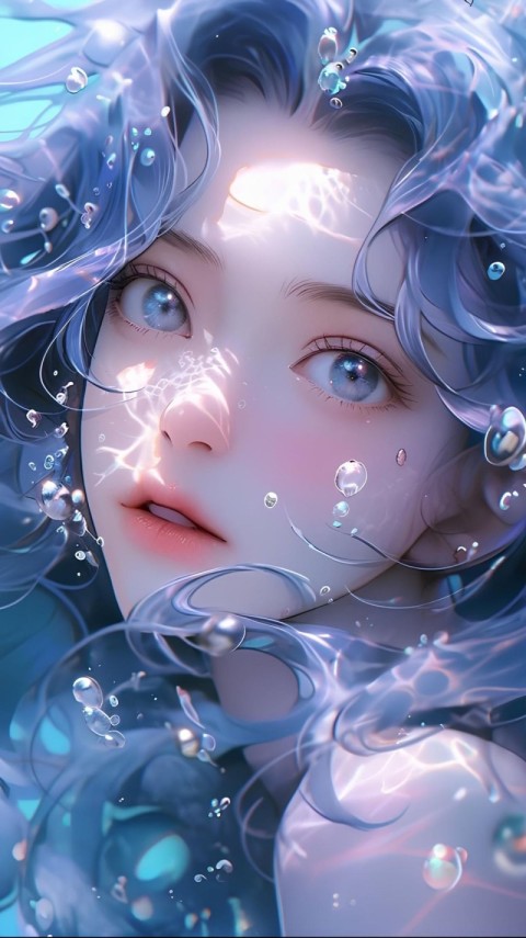 Blue Wallpaper Cute Girl 4K for Phone
