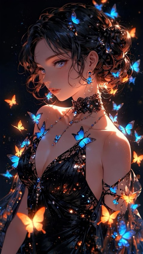 Black Wallpaper Cute Girl 4K for iPhone
