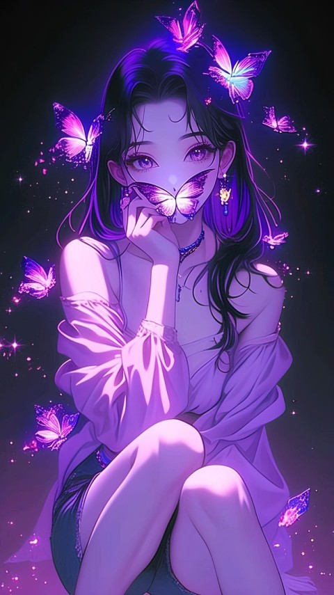 Black Wallpaper Cute Girl for Phone 4K