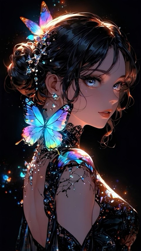Black Wallpaper Cute Girl 4K for Phone