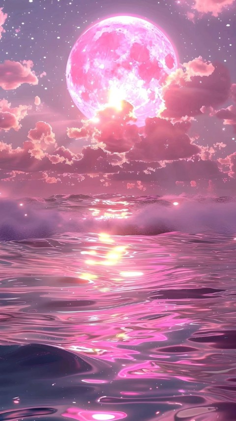 Wallpaper Aesthetic Pink Moon 4K for Phone