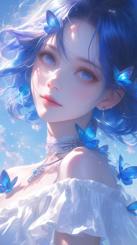 Blue Wallpaper Aesthetic Girl 4K for iPhone