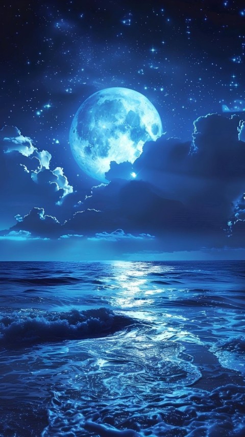 Blue Wallpaper Aesthetic Moon 4K for Phone