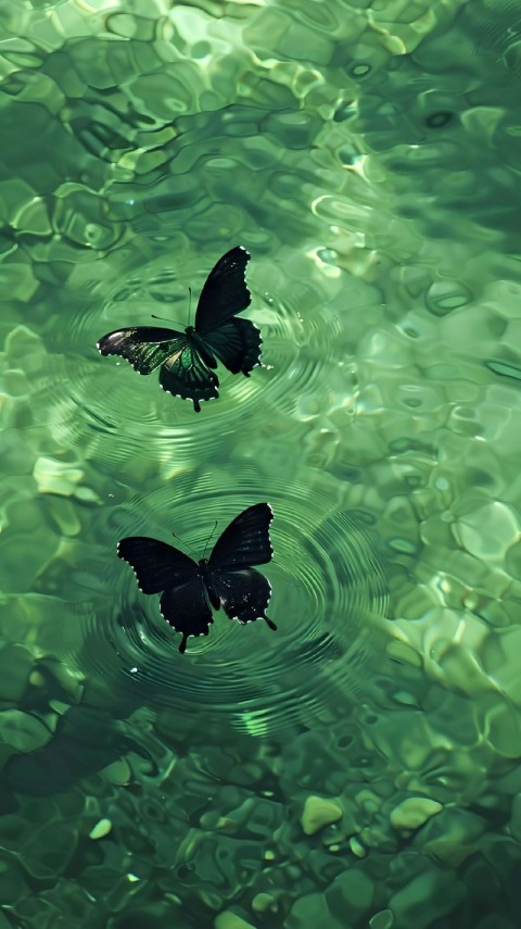 Green Wallpaper Aesthetic Butterfly 4K for Phone