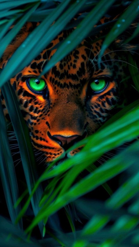 Green Wallpaper Dark Leopard 4K for Phone