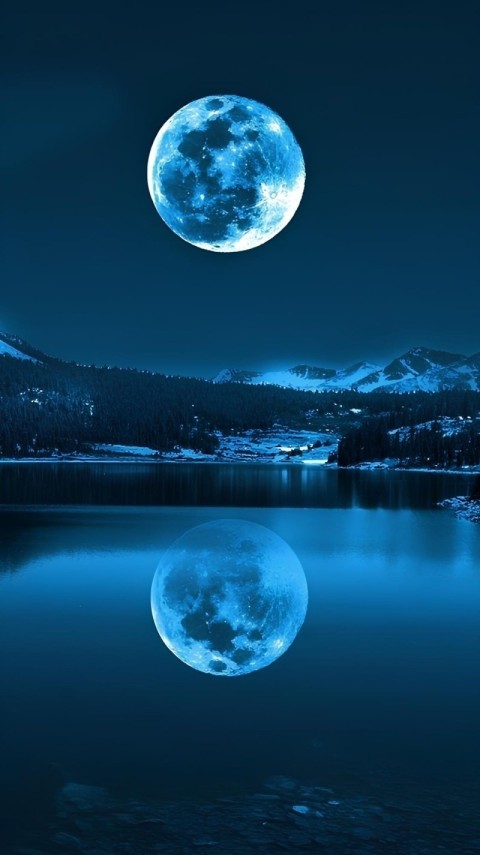 Blue Wallpaper Dark Moon 4K for iPhone