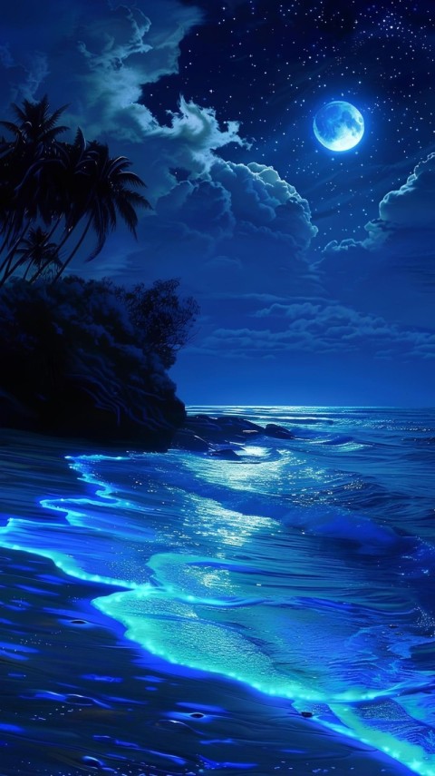 Blue Wallpaper Dark Beach 4K for Phone